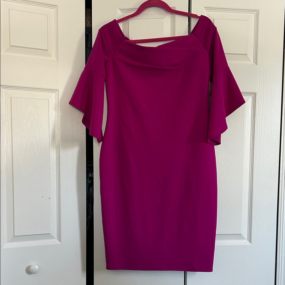 bebe Fuchsia Long Sleeve Dress